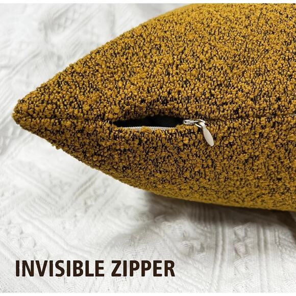 NWT Mustard Yellow Throw Pillow Covers 20x20 Set of 2 Decorative Accent Textured - Picture 3 of 3